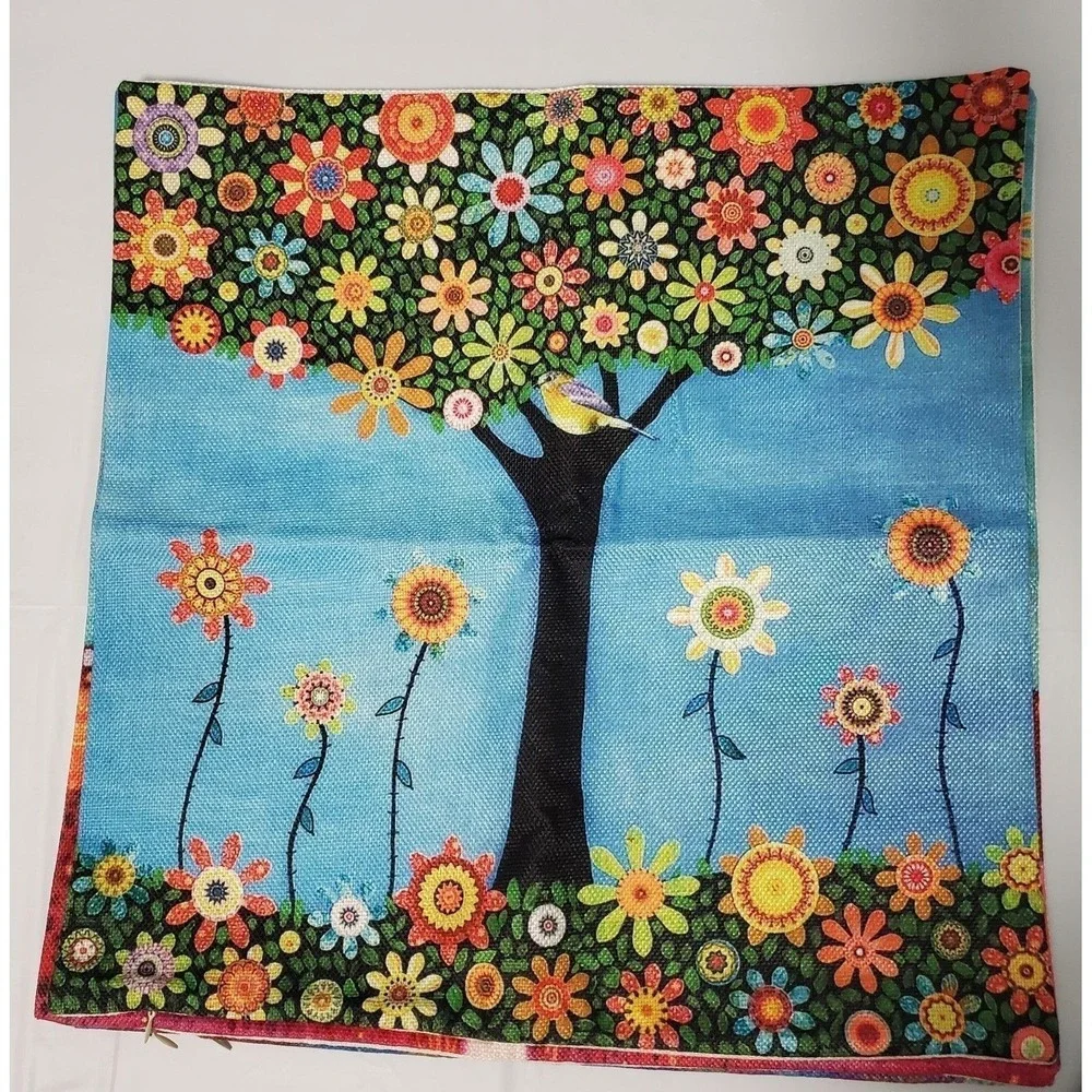 Sascalia Sunshine Pillow Cover Bohemian Art Print 17 x 17 Zippered Cushion Cover